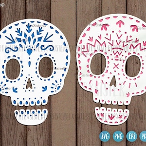 Sugar skulls svg for Cricut and Silhouette, Sugar Skull Svg, Skull Svg, FoxSister, Halloween svg, Mexican svg, halloween png, Skeleton svg