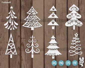 8 Christmas tree svg Bundle SET 2, Christmas svg cut files, Christmas tree cut file svg, New Year svg, Silhouette, Cricut, tree png