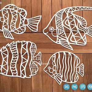 4 Happy Fish Svg Cutting Files for Cricut and Silhouette Set2, Fish Cutting File, Sea Svg, FoxSister, Underwater Svg, Fish Svg, Vector files