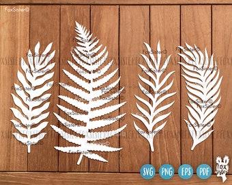 Leaves Svg SET 6, Fern Leaf Svg File 4 Designs Bundle, Leaves Cutting Svg, Wreath elements svg, Nature svg, Plants Svg, Cricut Silhouette