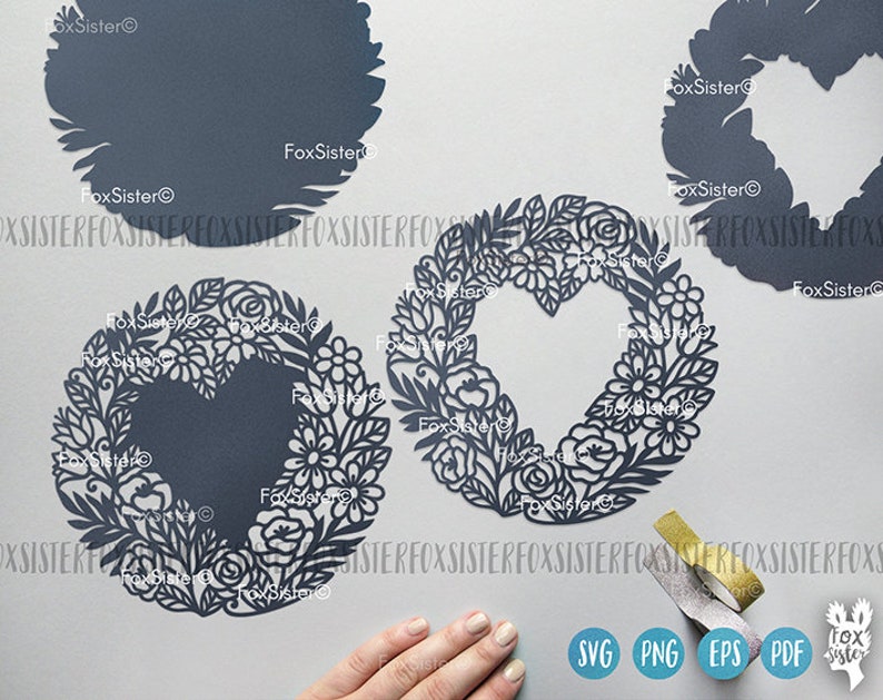 Download 2 Floral Heart Wreaths Svg Wreath Svg Cutting file Clip ...
