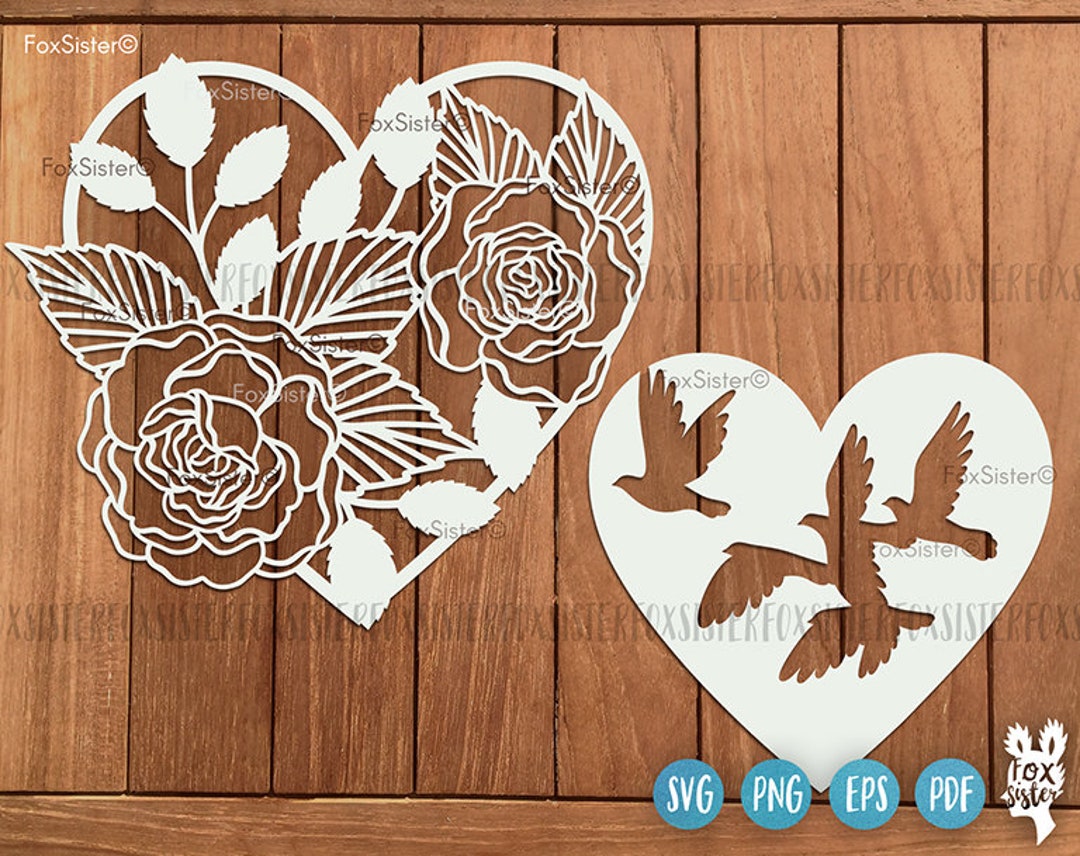 Floral Heart Svg, Heart Svg, Flowers Svg Design, Birds Svg, Heart ...