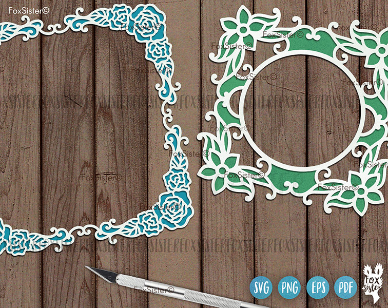 Floral Frames Svg Cut File Frames Svg Square Frame Svg - Etsy Canada