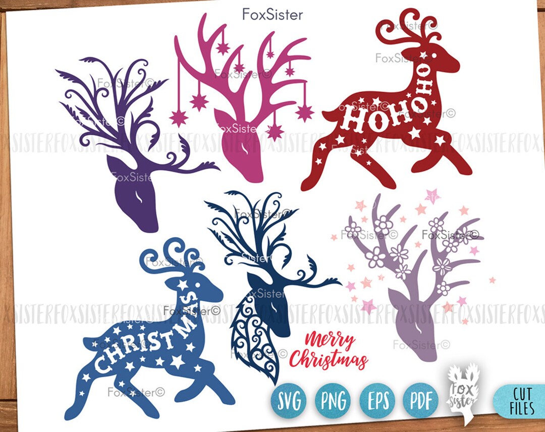 Reindeer Svg Bundle for Cricut Silhouette and Laser Cutters, Christmas ...