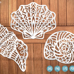 Mandala Shell SVG-bundel! Tribal schelpen svg, schelpen svg, strand svg, oceaan gesneden bestand, zee svg | Silhouet | Cricut | bestanden knippen | Woondecoraties