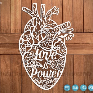 Love is Power anatomical heart Svg Cutting File for Cricut and Silhouette, Heart Cut File, Heart Svg, Heart Png, FoxSister, Digital Template