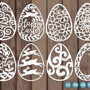 Ostereier SVG Set 3 Bundle, Osterei, Osterschnittdatei, Hase svg, Osterhasenschnittdatei, Eiersuche svg, Essen, Oster Bundle svg png