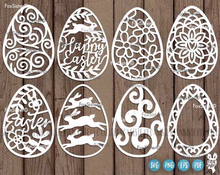 Scrapbooking pdf Easter egg window decal png jpeg Vector cutting file