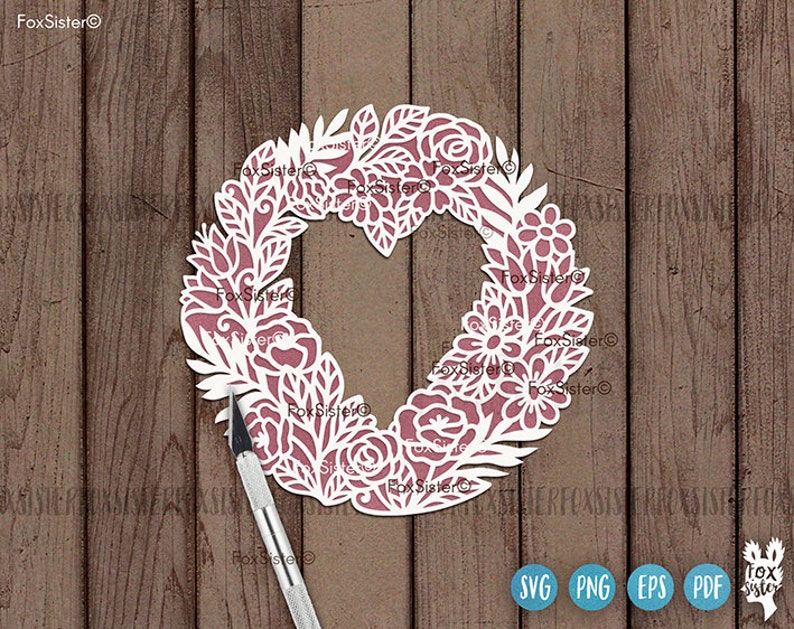 Download 2 Floral Heart Wreaths Svg Wreath Svg Cutting file Clip ...
