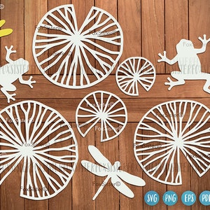 Sapos e nenúfares svg para Cricut e Silhouette, Animal Svg, FoxSister, Sapo svg, arquivo de corte svg, Nenúfar svg, folha svg, folhas svg