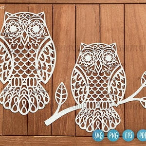 Cute Owl Svg Cutting File for Cricut and Silhouette, Sitting Owl Svg, Bird Svg, Owl Clipart, Owl Svg File, Vector file, Mandala Animal Svg