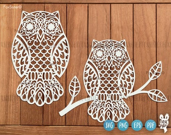 Cute Owl Svg Cutting File for Cricut and Silhouette, Sitting Owl Svg, Bird Svg, Owl Clipart, Owl Svg File, Vector file, Mandala Animal Svg