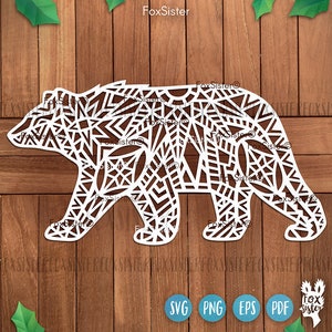 Polar bear svg design for Cricut, Silhouette, Glowforge and other laser cutters, Geometric bear svg, christmas svg, mama bear svg, cut files