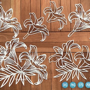 Lily svg para Cricut e Silhouette, Flores Svg, FoxSister, lily flower svg, arquivo de corte Svg, clipart de flor vetorial, arquivos svg para cricut