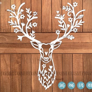 Deer SVG, deer head svg cut file, woodland animals svg, deer antlers svg, Stag svg, Reindeer svg, Christmas deer svg, Cricut, Silhouette