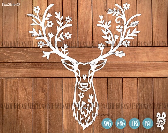 Download Deer SVG / PDF Papercut Template Deer head deer antlers | Etsy