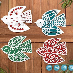 Pacote de pássaros Svg para Cricut e Silhouette, arquivos de pássaros Svg, arquivo de corte de pássaros, animais Svg, arquivos de Natal svg, ornamento svg, enfeite svg
