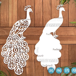 Pavo real Svg, archivo de corte vectorial de pavo real, clipart de pavo real, descarga instantánea de pavo real, archivo de corte de calcomanía digital de pavo real para Cricut Silhouette