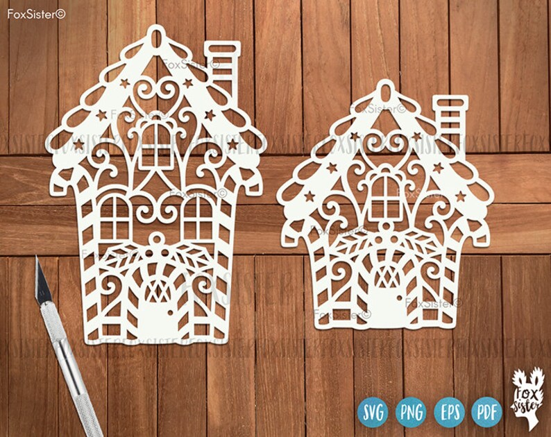 Download 4 Christmas Gingerbread Houses Svg Bundle Christmas Vector ...