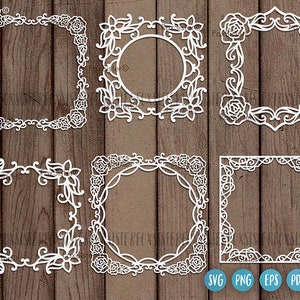 Blumenrahmen svg cut Datei, Rahmen svg, quadratischer Rahmen svg, Blumenmonogramm Rahmen svg, Rahmen Png, Rahmen svg, Clipart, Cricut Silhouette