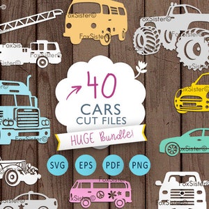 Cars svg Bundle! 40 Car Clipart Cricut Silhouette Templates, Monster Truck Svg, Transport svg, SUV svg, Cricut Cameo, cars svg cut files