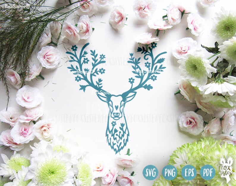 Download Animal Deer Antlers Paper Cut File Deer Head Reindeer Commercial And Personal Use Deer Svg Pdf