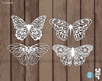 Butterfly Svg, Svg Bundle! 4 Butterflies Papercut Template, Png, Butterflies Svg, Butterfly Cut File, Paper Cut Out, for Silhouette, Cricut