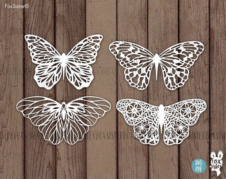 Download Butterfly Svg Svg Bundle 4 Butterflies Papercut Template ...