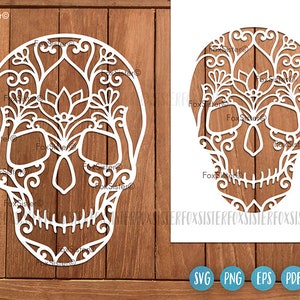 Floral Skull Svg, Skull Svg, Skeleton Svg, Halloween Skull Svg, Day of the Dead Svg, Skull Clipart, Files for Cricut, Cricut Cut Files