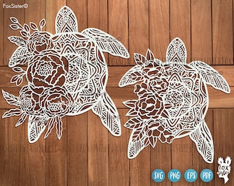 Floral Turtle svg for Cricut and Silhouette, geometric animal svg, Zentangle Turtle svg, sea turtle svg, mandala turtle svg, ocean svg