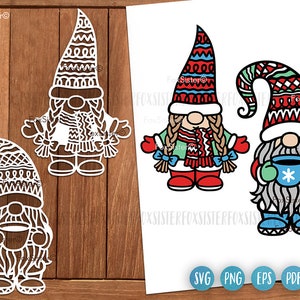 Paquete de svg de gnomo navideño para Cricut y Silhouette, clipart de gnomo, png de gnomo, diseño de sublimación, svg de vacaciones, svg de feliz navidad