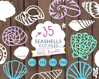 Sea Shells SVG Bundle!! 35 Seashells svg, Beach svg, Ocean Cut File | Shell Papercut Template | Silhouette | Cricut | cut files | Home Decor