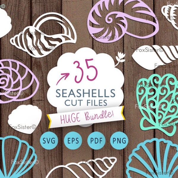 Sea Shells SVG Bundle!! 35 Seashells svg, Beach svg, Ocean Cut File | Shell Papercut Template | Silhouette | Cricut | cut files | Home Decor