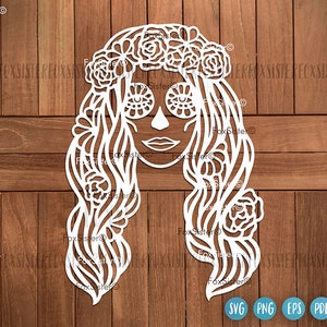 Woman Sugar Skull Svg, Cool Svg, Day of the Dead Svg, Sugar Skull Clipart, Candy Skull Svg, Face Svg Halloween Svg, Cricut, Silhouette File