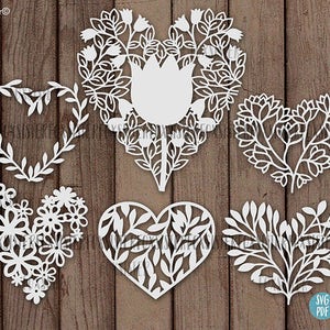 Heart SVG Bundle! SVG / PDF Papercut Template, 6 Hearts | Commercial/Personal use | handcutting | Paper Cut Out | for Cricut | Cut Your Own