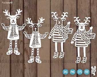 Reindeer Svg Cut File, Christmas SVG deer cut File, Deer Svg, Fun Reindeer Rudolf, Xmas Svg, Funny animal Svg, Vector, Cricut, Silhouette