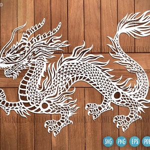 Disegno di drago cinese in formato svg per Cricut e Silhouette, clipart di drago, svg di animali, vettore di drago, svg di drago, capodanno cinese, png di drago