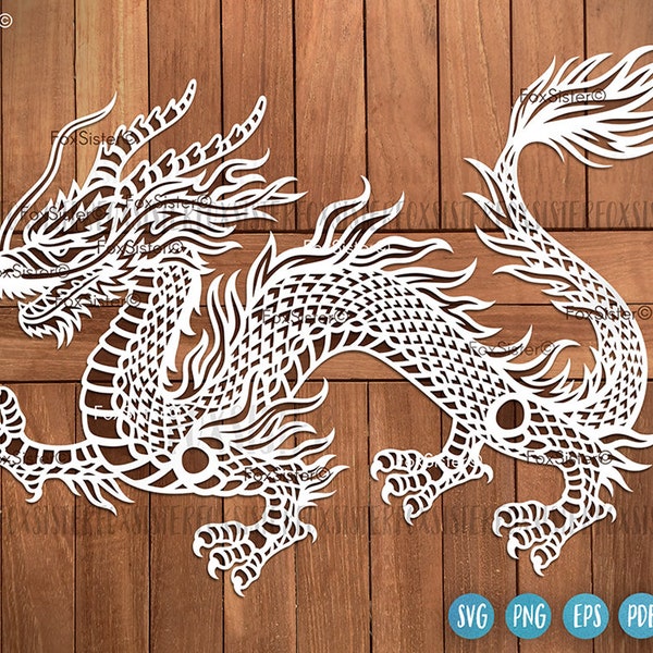 Chinese draak SVG ontwerp voor Cricut en silhouet, Dragon clipart, dierlijke SVG, Dragon vector, Dragon SVG, Chinees Nieuwjaar, Dragon PNG