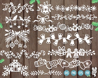 Christmas SVG Collection! 14 Designs | Christmas decorations svg| Bells svg, snowflake svg | Holly svg | Santa svg | Cricut | Home Decor