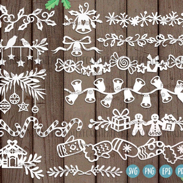 Christmas SVG Collection! 14 Designs | Christmas decorations svg| Bells svg, snowflake svg | Holly svg | Santa svg | Cricut | Home Decor