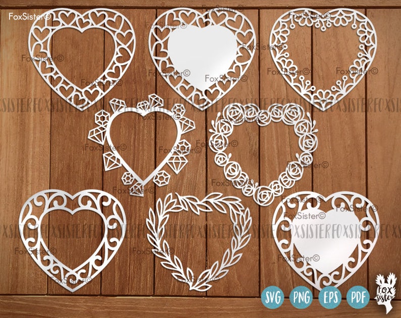 Download Svg Heart Monogram Wreath Bundle SET 2 Heart Cut File 8 | Etsy