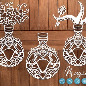 Potion fles Svg-bundel voor Cricut en Silhouette, hekserij svg, magische fles svg, mystieke svg, drankje svg, heksen brouwen svg bestand knippen