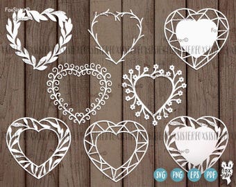 Heart Monogram Wreath svg Bundle SET 1! Heart Cut File, Blank Wreath Frames svg, Love svg clipart, heart svg file, Cricut, Silhouette
