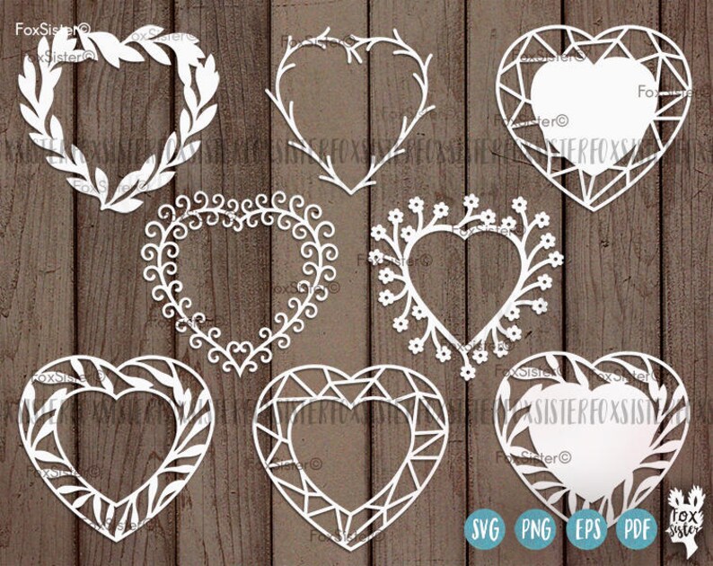 Download Heart Monogram Wreath SVG Bundle SET 1 Heart Cut File 8 | Etsy