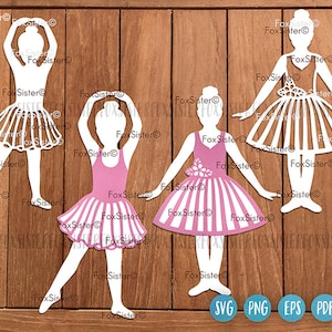 Little Ballerina Svg, 4 Ballet Dancers Svg, Little Girl Svg, Ballet Svg, Cute Dress, Dancing Cut File, Clipart Vector Png Cricut Silhouette