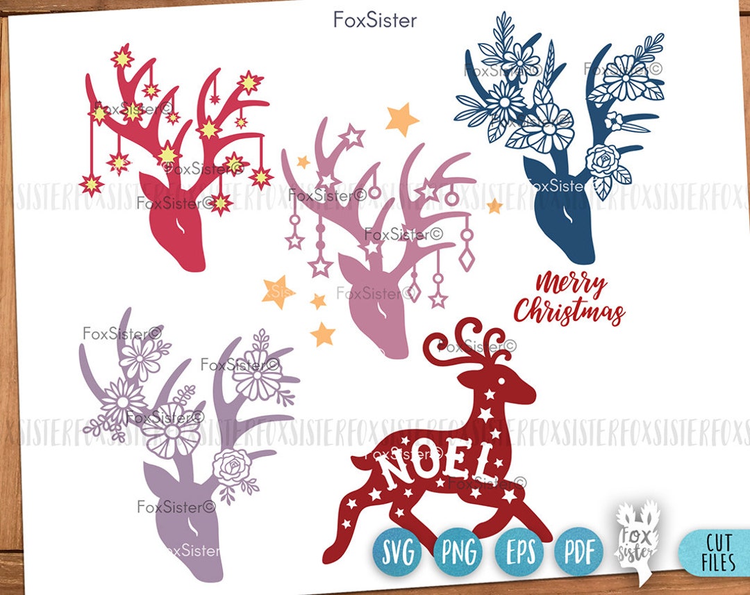 Reindeer Svg Bundle for Cricut Silhouette and Laser Cutters, Christmas ...