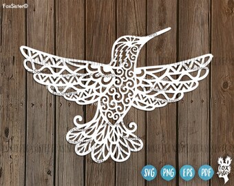 Hummingbird Svg cut file, Bird Svg, Hummingbirds Svg, Flying bird svg, Mandala Svg| Svg Papercut Template | Bird Silhouette | Cricut, Cameo