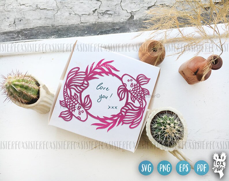 Download Koi Fish Monogram Frame Svg Png Cut File Template Blank Etsy