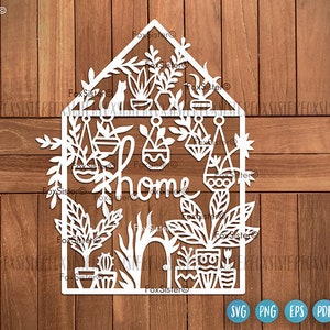 Hogar con plantas Svg, Cactus Svg, Suculentas Svg, Plantillas de Papercut Svg de plantas, Naturaleza Svg, Cactus Decal Clipart, para Cricut Silhouette
