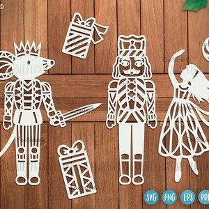 Pacote svg de quebra-nozes para Cricut e Silhouette, arquivos svg de Natal, FoxSister, svg do rei do rato, svg de brinquedos de Natal, svg de cena de Natal
